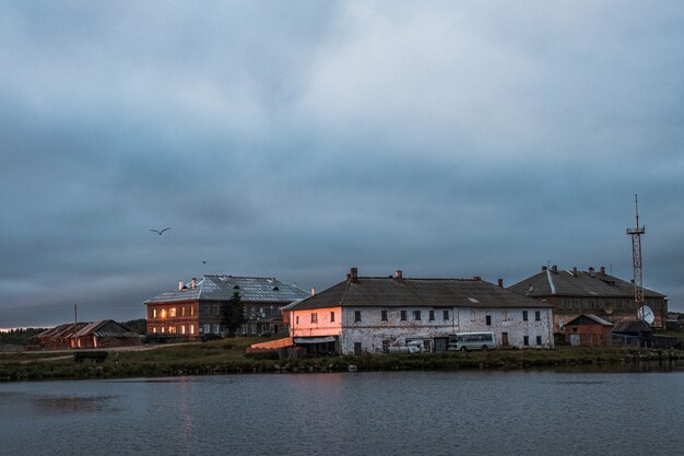 Beautiful russian Solovki Monastery at summer day