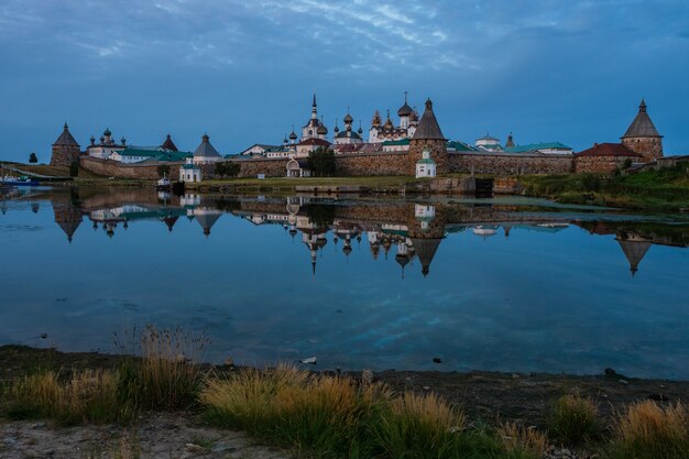 Beautiful russian Solovki Monastery at summer day.