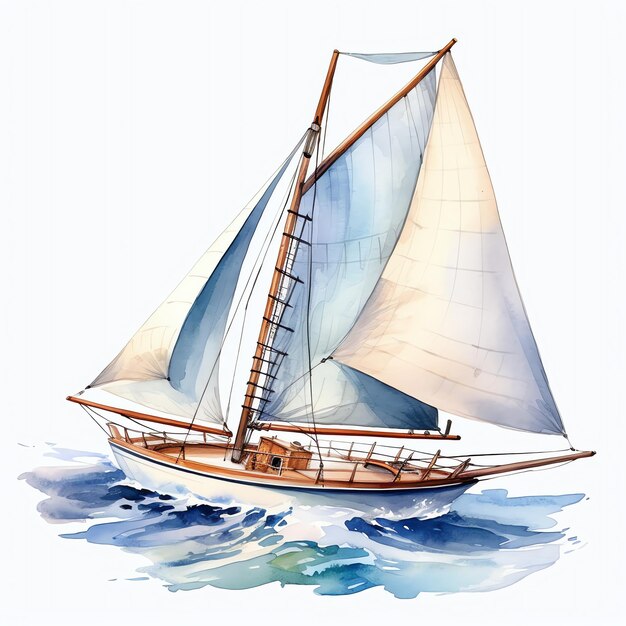 beautiful Sailboat Transportation clipart illustration