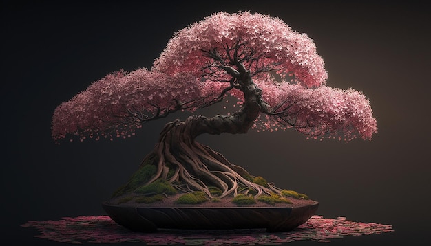 Beautiful sakura bonsai image Ai generated art