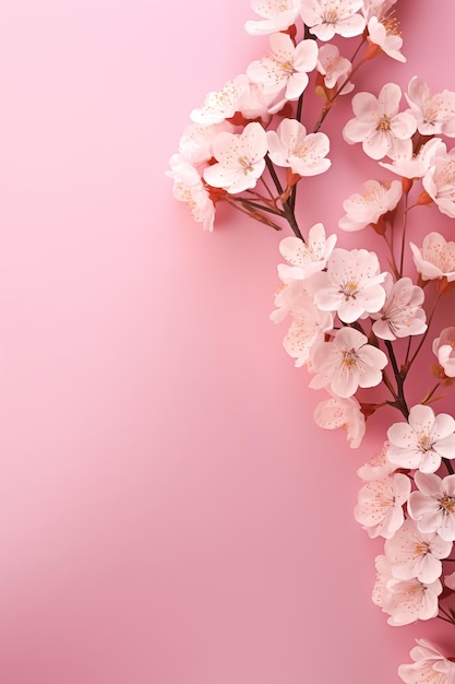 Красивые цветы сакуры изолированы на розовом фоне нежный весенний дизайн копирования пространства