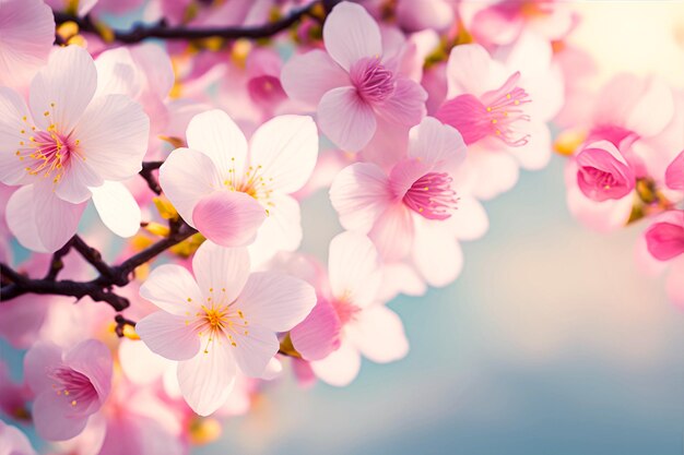 Foto bel fiore di sakura nel cielo blu primaverile