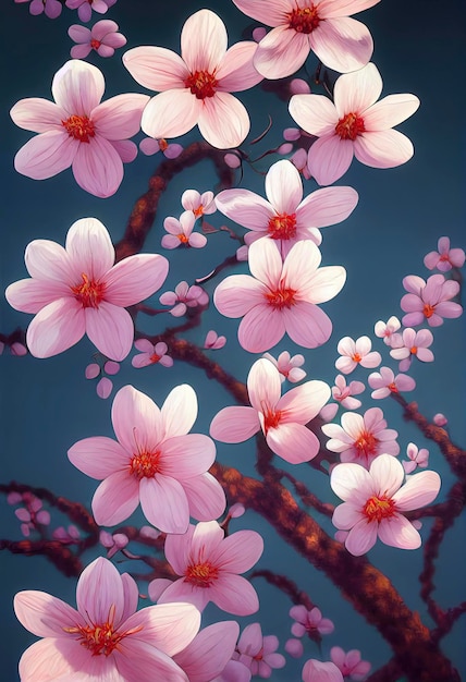 Beautiful sakura flowers illustration