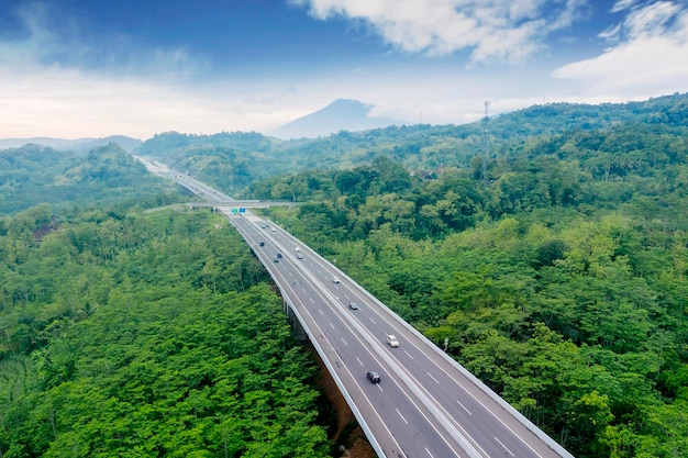Beautiful Salatiga tollway with tropical forest