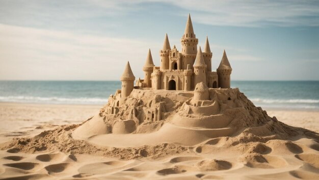 Beautiful sand castle on beach