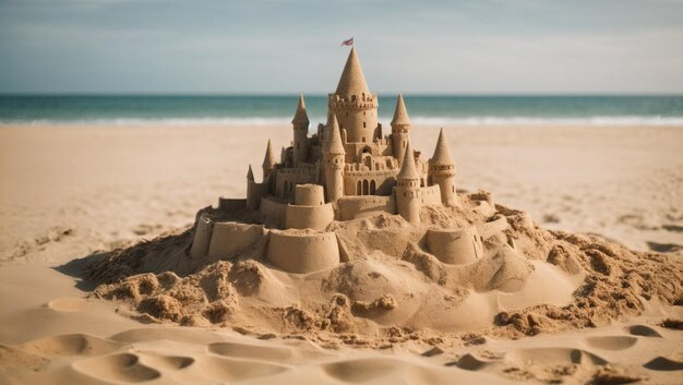 Beautiful sand castle on beach