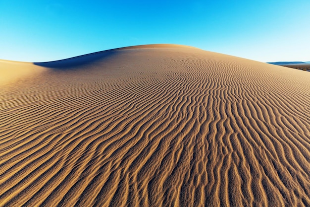 Photo beautiful sand dunes in desert at the sunrise.death valley,neada,usa.