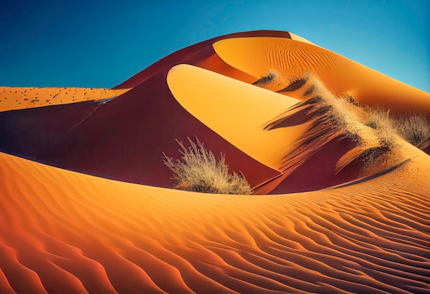 Beautiful sand dunes in the Sahara desert