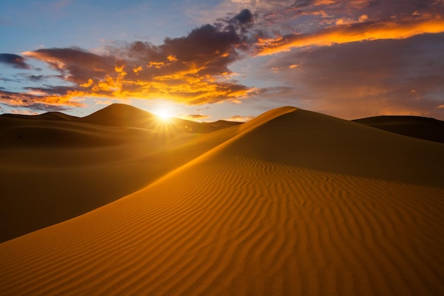 Beautiful sand dunes in the Sahara desert