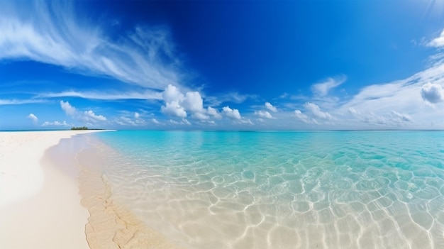 Beautiful sandy beach with blue and sky background