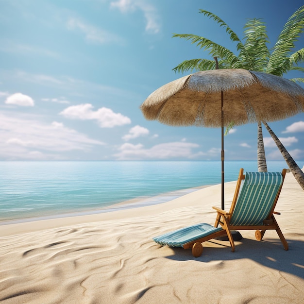 Красивый песчаный пляж с белым песком и катящейся спокойной волной бирюзового океана в солнечный день на заднем плане