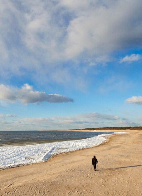 A beautiful sandy winter beach in a sunny afternoon in Palanga Lithuania