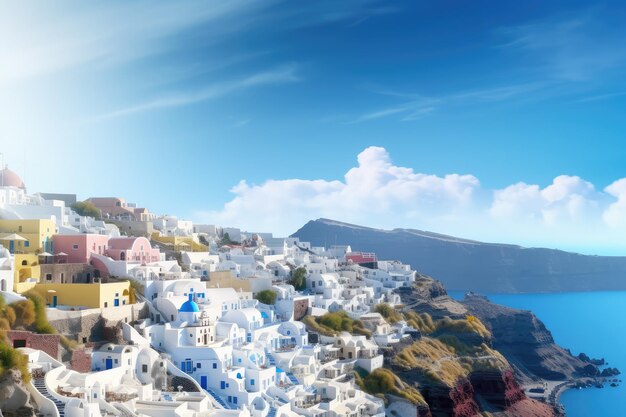 beautiful santorini greece panoramic background travel concept AI