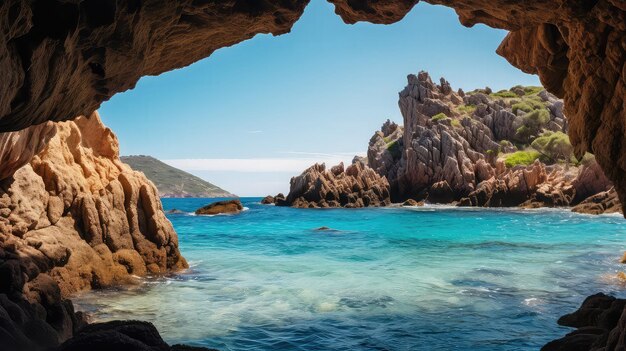 Photo beautiful sardinian beach caves illustration rock island scenic mountain coastline coast beautiful sardinian beach caves