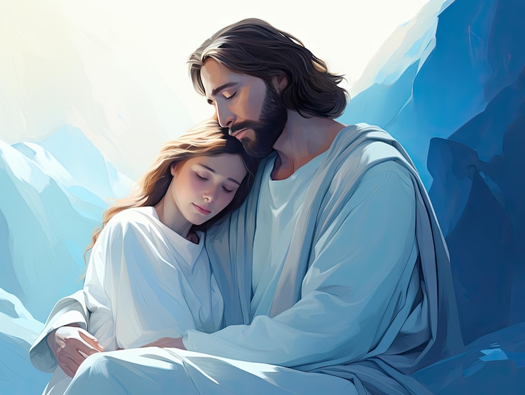 Photo beautiful scene of jesus with people 3d illustration magazine editorial artwork