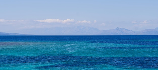 Beautiful scene of seascape mediterranean sea sunny day colorful seascape at sunny day adriatic sea