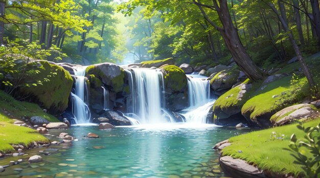 Photo beautiful scene of small stream for wallpaper