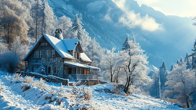 beautiful scene of snowfalling