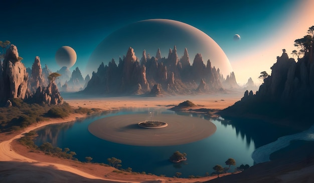 Beautiful scenery on another planet Generative AI