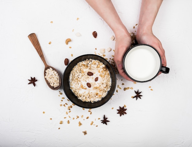 Beautiful scenery of dairy products, milk and curd