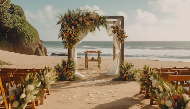 beautiful scenery and flower wedding