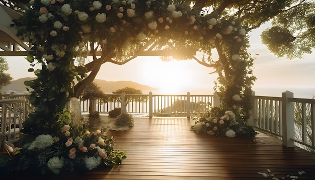 beautiful scenery and flower wedding