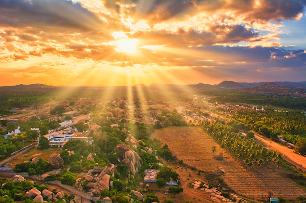 Beautiful scenery of the hampi ruins