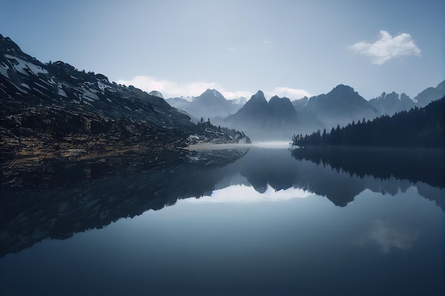 Beautiful scenery mountain landscape and lake