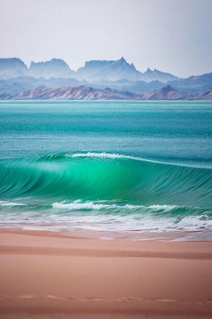 Beautiful scenery mountains sea beach blue sky white clouds seascape wallpaper background