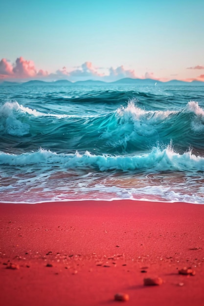 Foto bellissimo scenario montagne mare spiaggia cielo blu nuvole bianche sfondo carta da parati vista sul mare