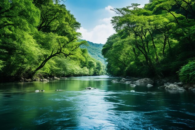 Beautiful scenery of a river surrounded by greenery during daytime