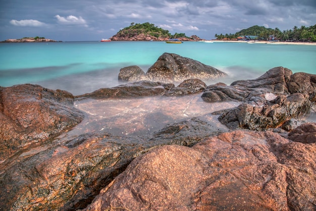 beautiful scenery at the rocky beach