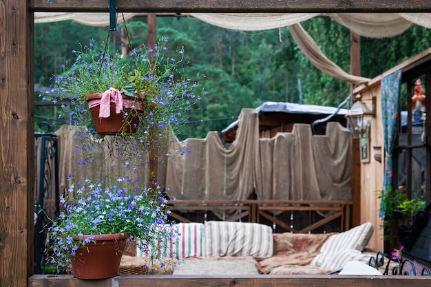 Beautiful scenery of the rustic veranda