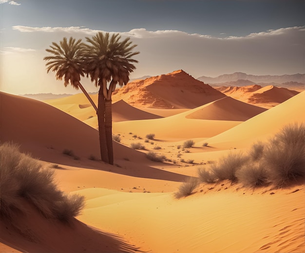 beautiful scenery of sand dunes in a desert area on a sunny day