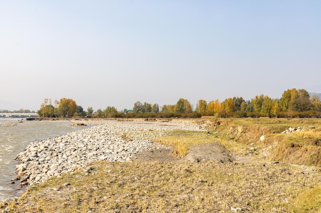 Beautiful scenery view of river swat in winter