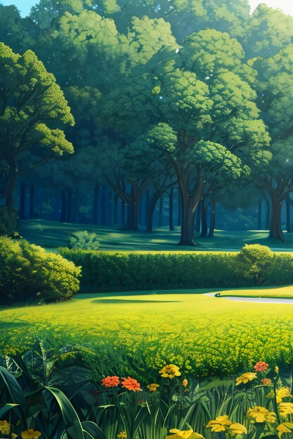 Florest and Garden, Background, Anime Background, Anime Scenery