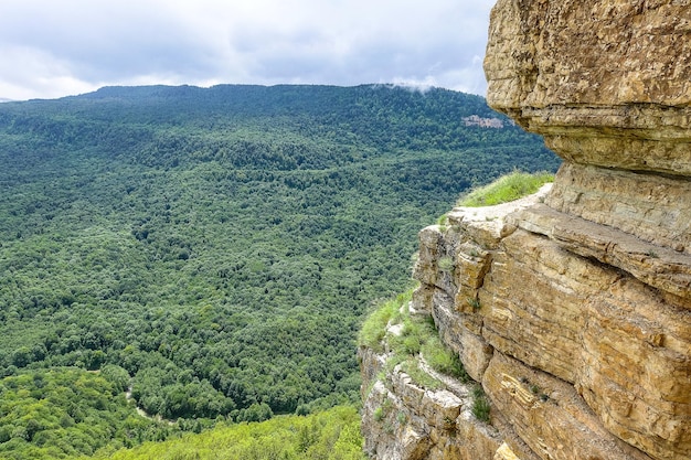 Beautiful scenic landscape of the Caucasus Mountains Eagle Rocks mountain shelf Lenin Mountain Mezmai Russia 2021