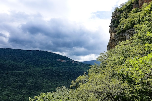 Beautiful scenic landscape of the Caucasus Mountains  Eagle Rocks mountain shelf  Lenin Mountain Mezmai Russia 2021