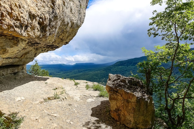 Beautiful scenic landscape of the Caucasus Mountains  Eagle Rocks mountain shelf  Lenin Mountain Mezmai Russia 2021