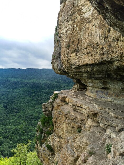 Beautiful scenic landscape of the Caucasus Mountains  Eagle Rocks mountain shelf  Lenin Mountain Mezmai Russia 2021