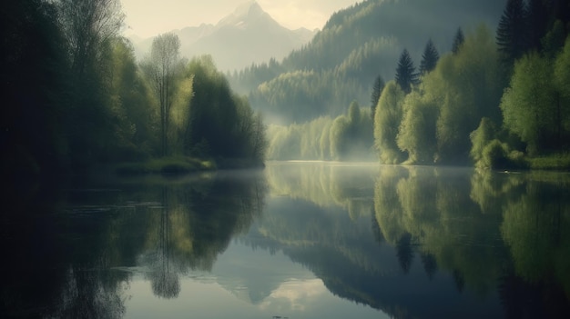 유럽의 산들과 아름다운 풍경 Generative AI