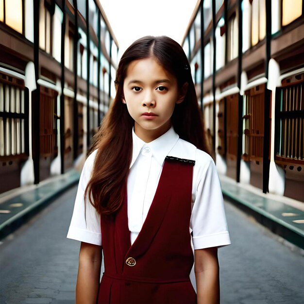 A beautiful school kid with school uniform