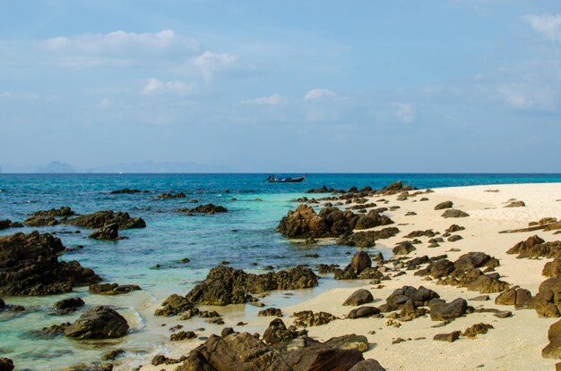 タイの美しい海とビーチの景色とターコイズ色の水