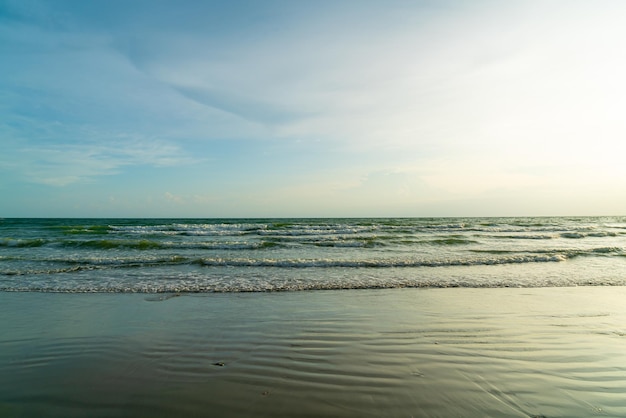 Beautiful sea beach with sunset time