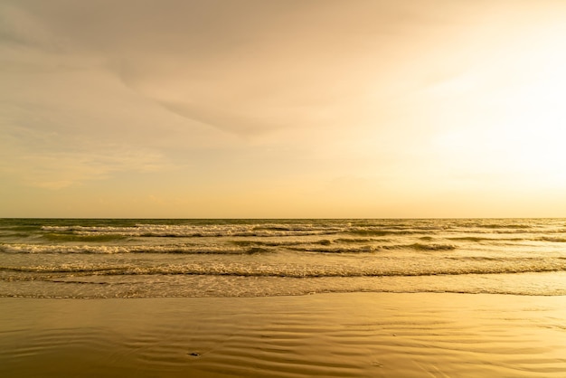 Beautiful sea beach with sunset time