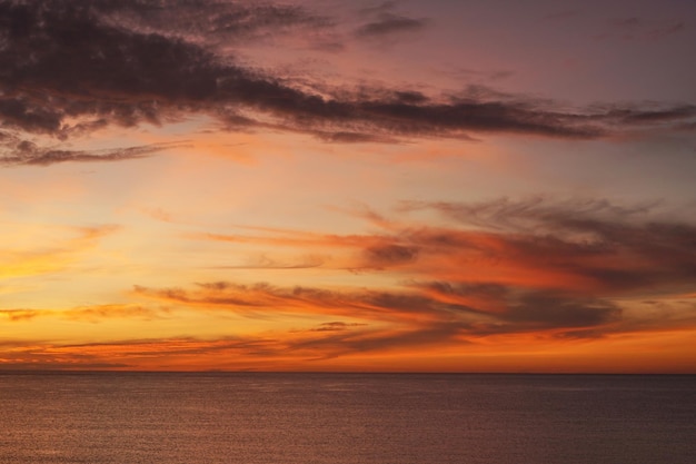 Beautiful sea and clouds in the sky before sunrise in the morning time