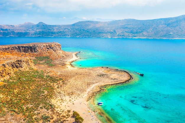 Beautiful sea coast of the Gramvousa island, Crete island, Greece.