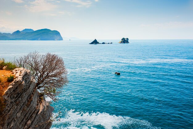 Beautiful sea coast near Petrovac, Montenegro. Summer landscape, sea view. Famous travel destination