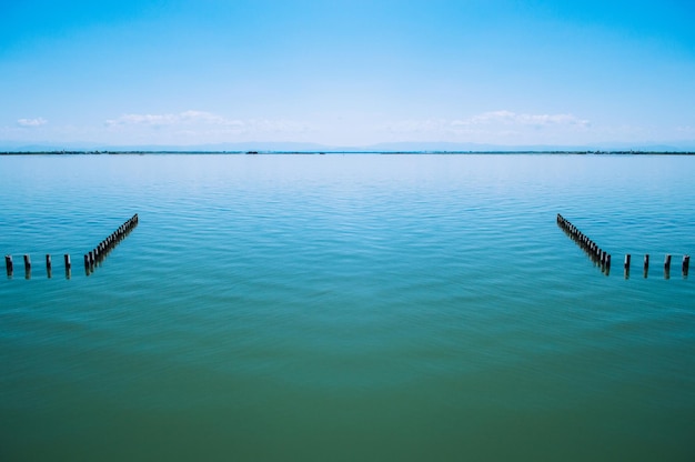 Beautiful sea horizon with blue sky