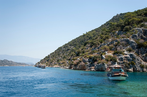 Beautiful sea near a rocky coast